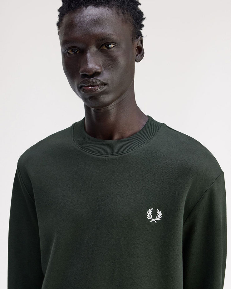 Fred Perry Crew Neck Sweatshirt - Night Green / Snow White | Fred Perry Sweaters & Knitwear | JEANSTORE