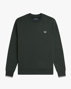 Fred Perry Crew Neck Sweatshirt - Night Green / Snow White