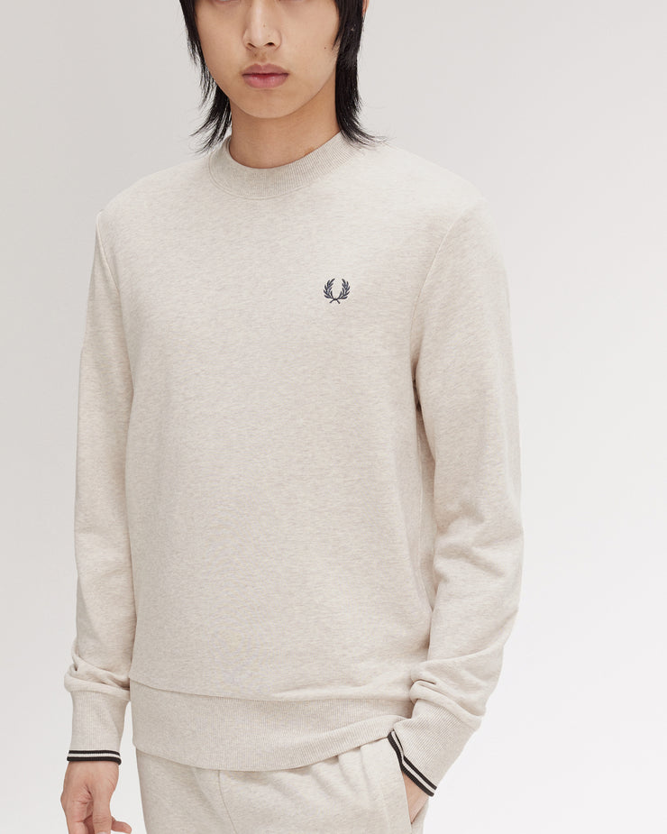 Fred Perry Crew Neck Sweatshirt - Porridge Marl / Anchor Grey