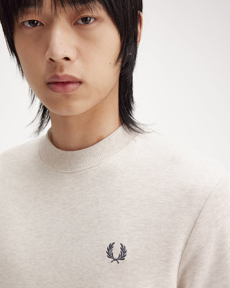 Fred Perry Crew Neck Sweatshirt - Porridge Marl / Anchor Grey