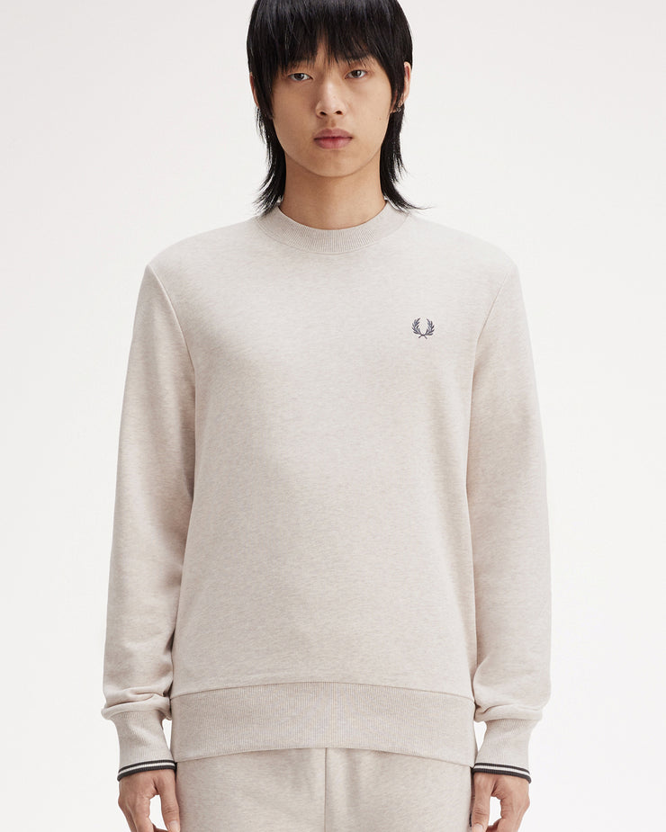 Fred Perry Crew Neck Sweatshirt - Porridge Marl / Anchor Grey