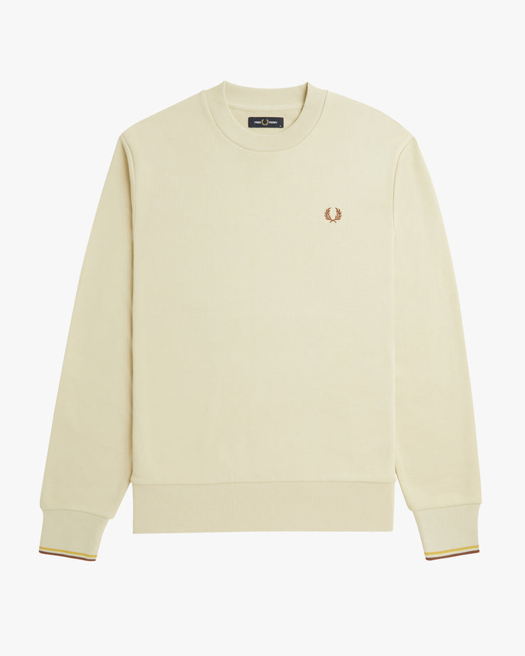 Fred Perry Crew Neck Sweatshirt - Oatmeal / Whisky Brown