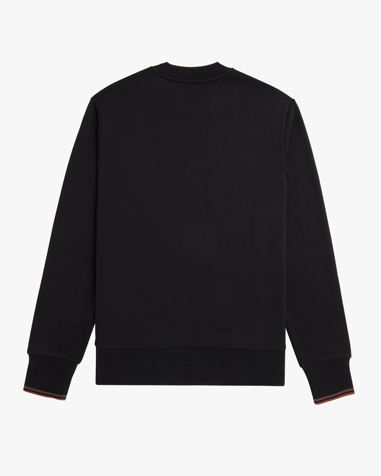 Fred Perry Crew Neck Sweatshirt - Black / Whisky Brown