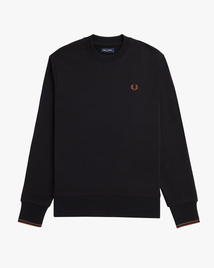 Fred Perry Crew Neck Sweatshirt - Black / Whisky Brown