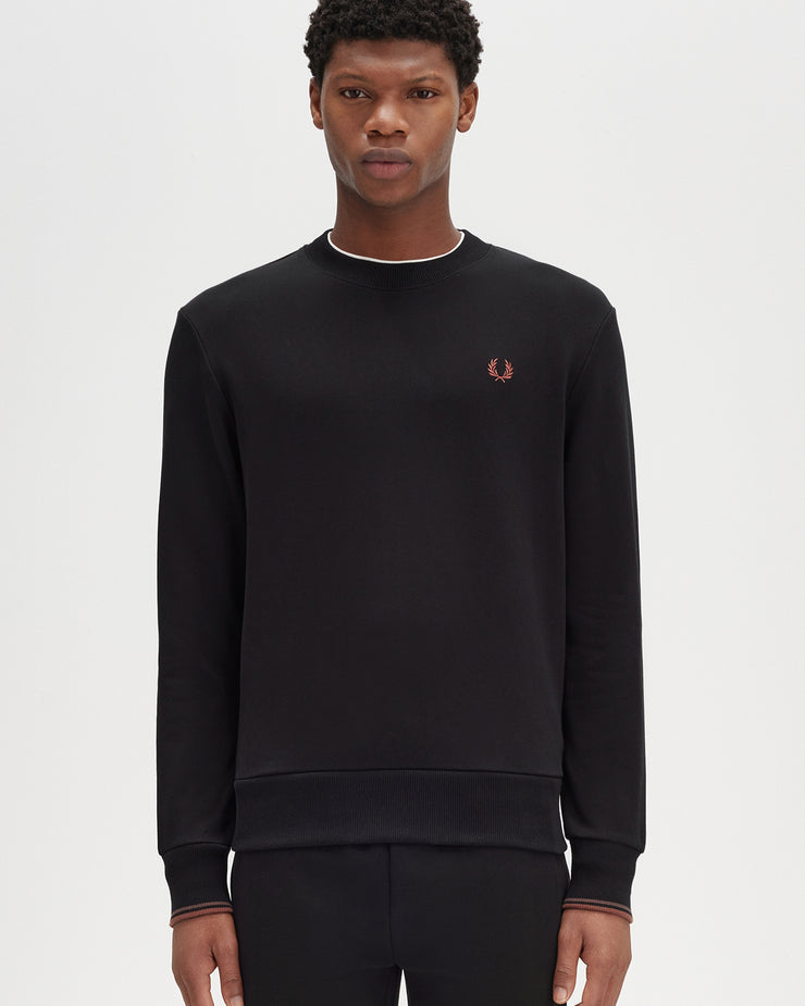 Fred Perry Crew Neck Sweatshirt - Black / Whisky Brown