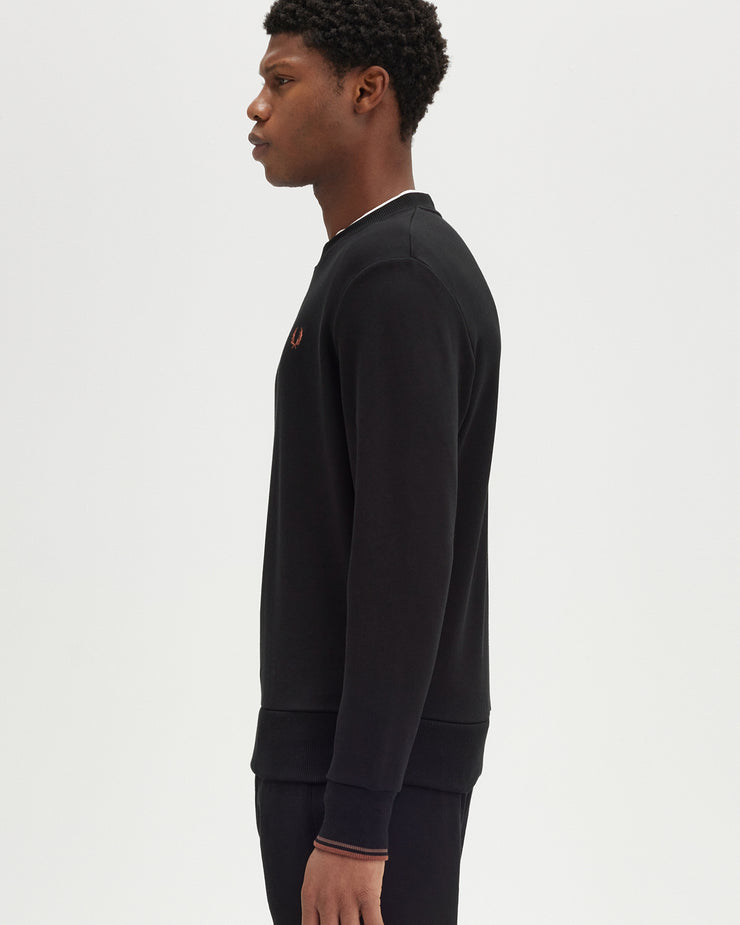 Fred Perry Crew Neck Sweatshirt - Black / Whisky Brown