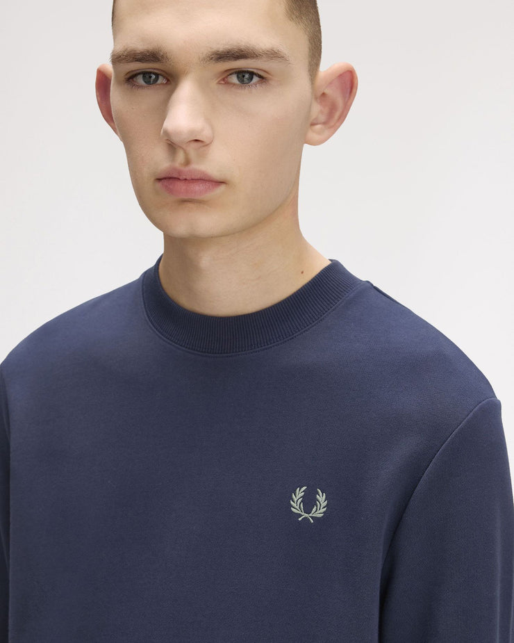 Fred Perry Crew Neck Sweatshirt - Dark Airforce / Light Ice / Bayleaf