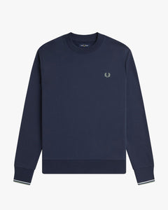 Fred Perry Crew Neck Sweatshirt - Dark Airforce / Light Ice / Bayleaf