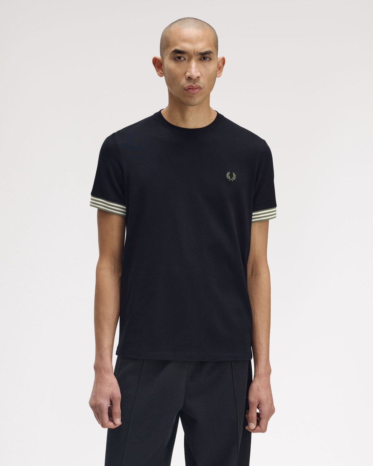Fred Perry Striped Cuff Tee - Black