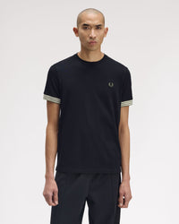Fred Perry Striped Cuff Tee - Black