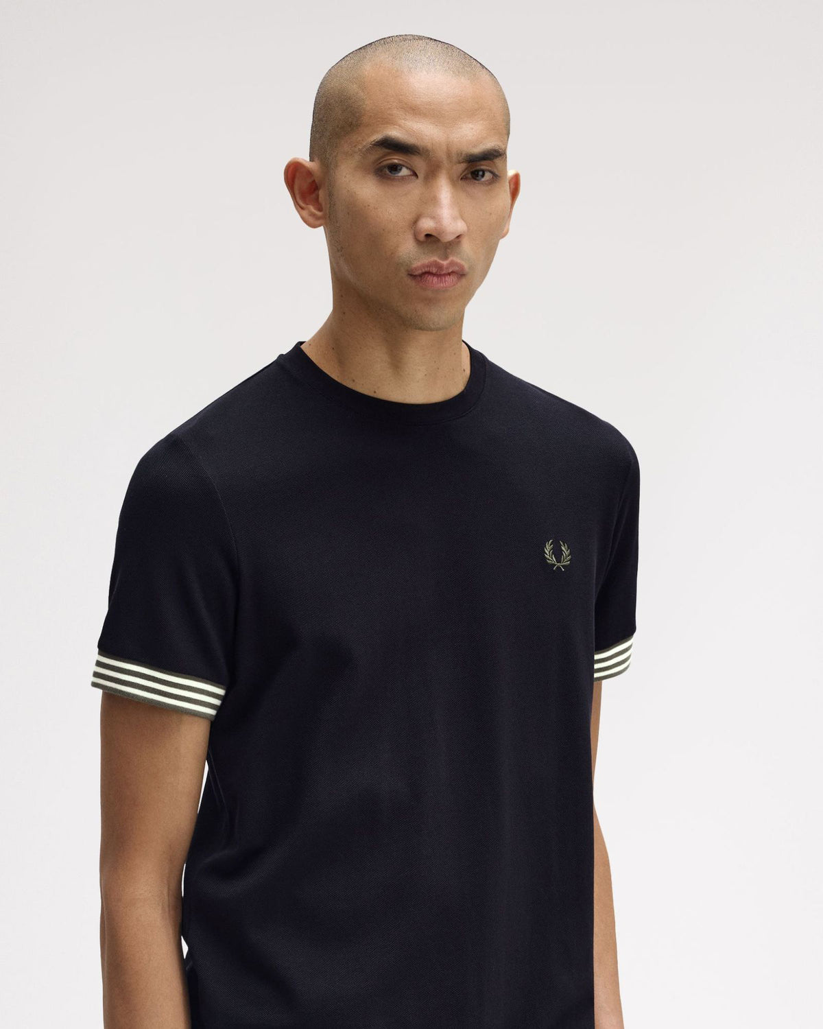 Fred Perry Striped Cuff Tee - Black