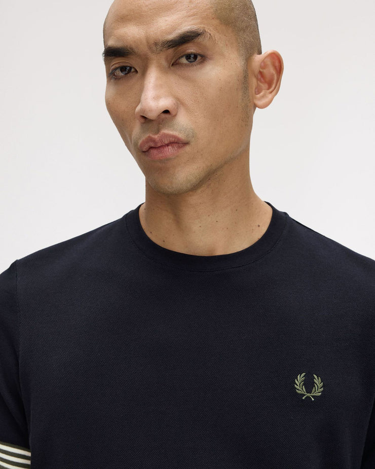 Fred Perry Striped Cuff Tee - Black