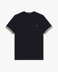 Fred Perry Striped Cuff Tee - Black