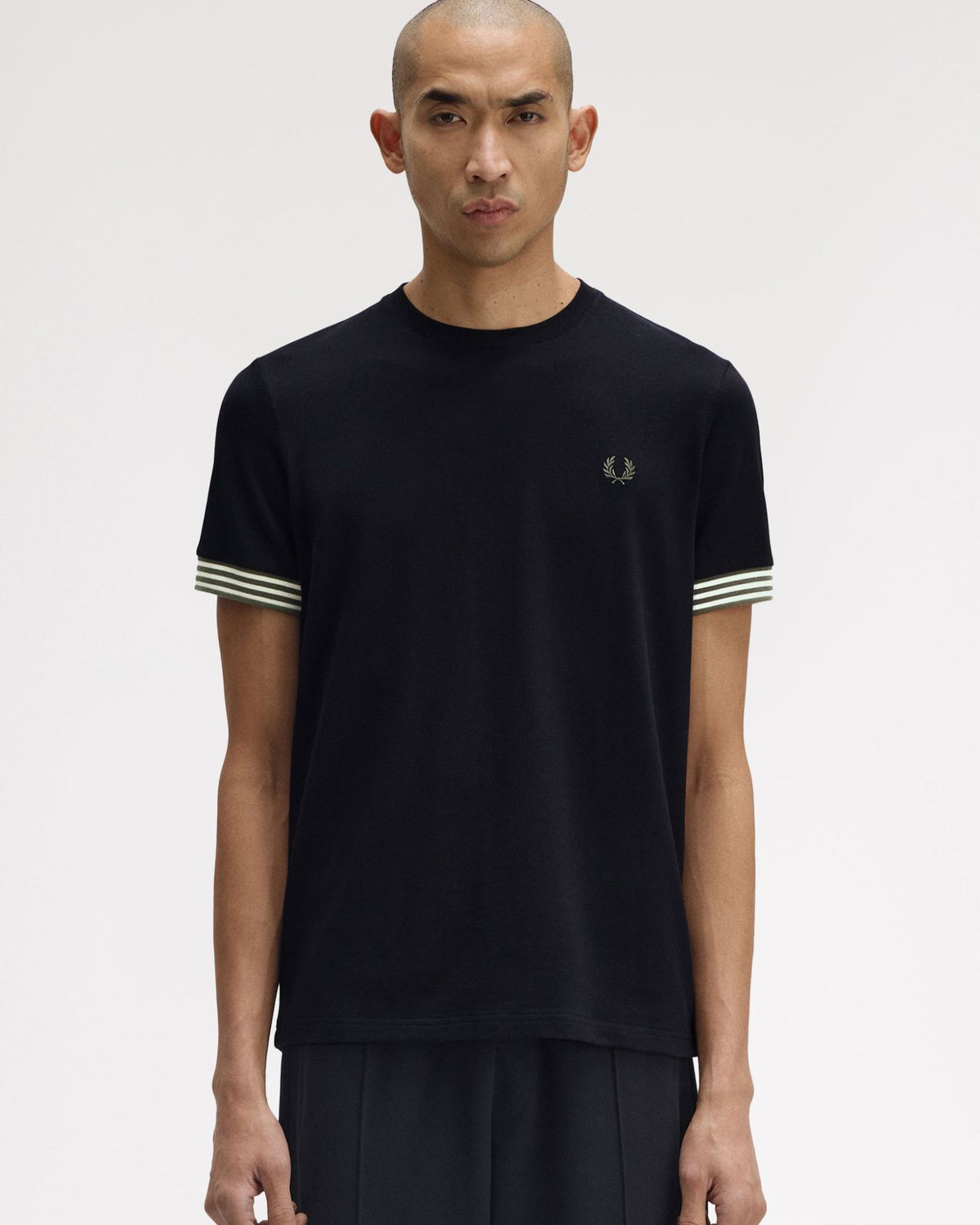 Fred Perry Striped Cuff Tee - Black