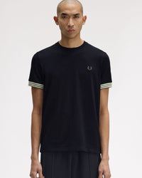 Fred Perry Striped Cuff Tee - Black