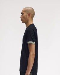 Fred Perry Striped Cuff Tee - Black