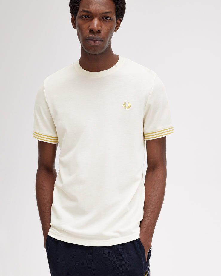 Fred Perry Striped Cuff Tee - Ecru