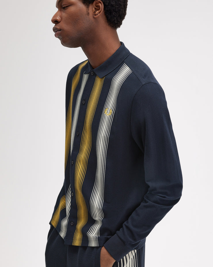 Fred Perry Ombre Stripe L/S Polo Shirt - Navy