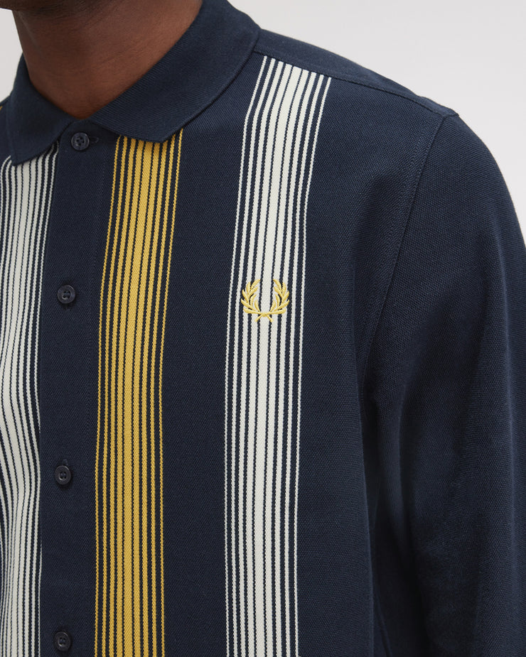 Fred Perry Ombre Stripe L/S Polo Shirt - Navy