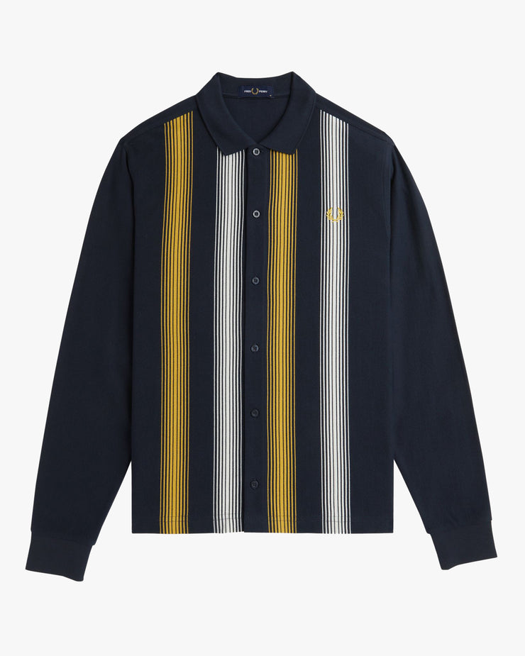 Fred Perry Ombre Stripe L/S Polo Shirt - Navy