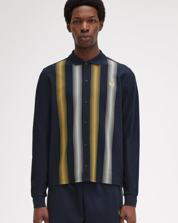 Fred Perry Ombre Stripe L/S Polo Shirt - Navy