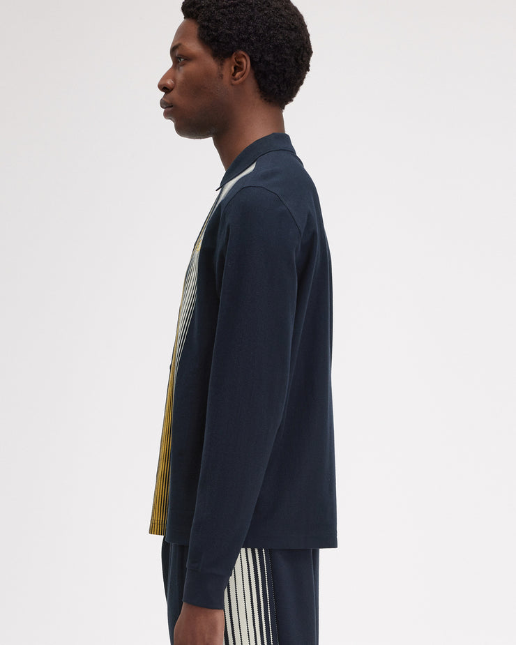 Fred Perry Ombre Stripe L/S Polo Shirt - Navy