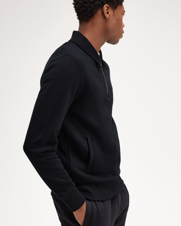 Fred Perry Half Zip Collared Sweatshirt - Black