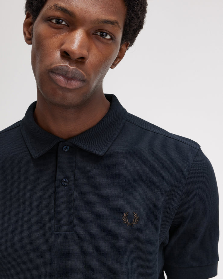 Fred Perry Open Waffle Polo Shirt - Navy