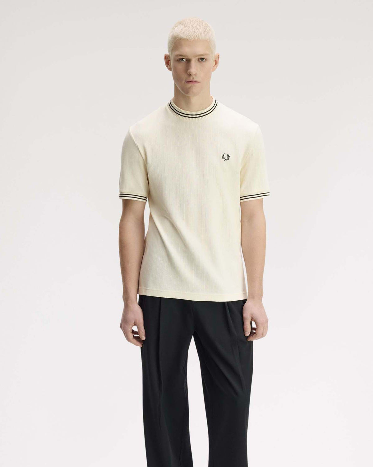 Fred Perry Ribbed Jersey Tee - Ecru