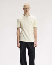 Fred Perry Ribbed Jersey Tee - Ecru