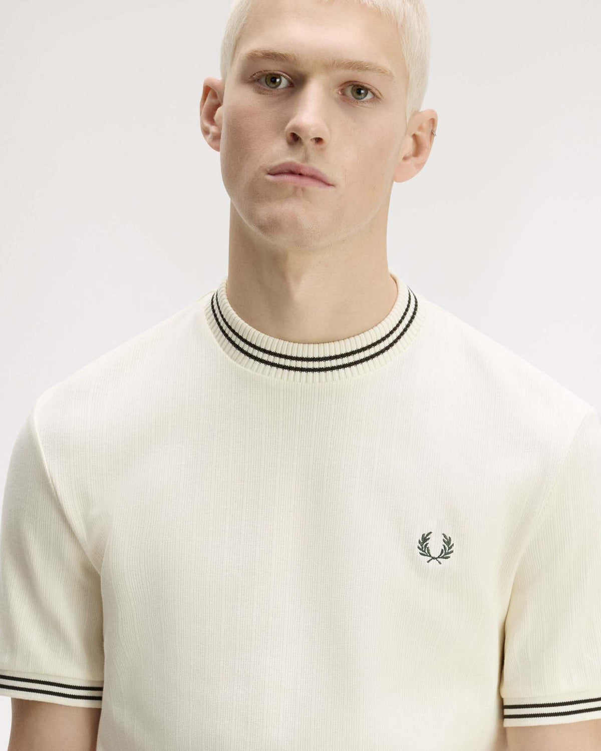 Fred Perry Ribbed Jersey Tee - Ecru