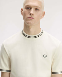 Fred Perry Ribbed Jersey Tee - Ecru