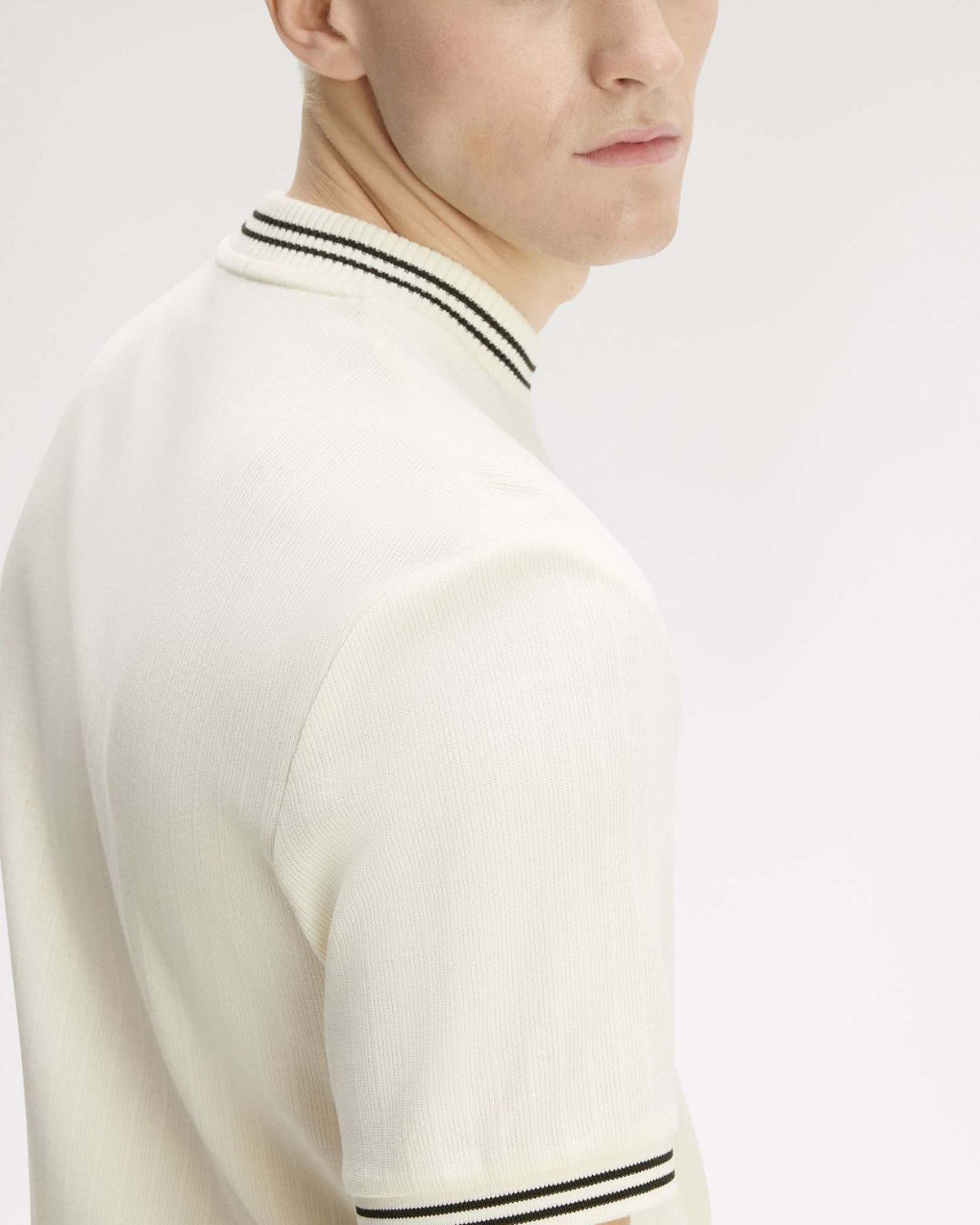 Fred Perry Ribbed Jersey Tee - Ecru