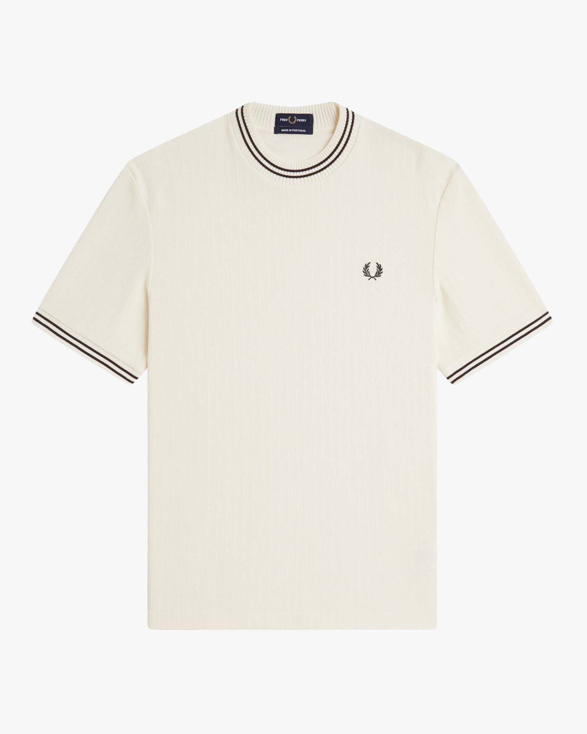 Fred Perry Ribbed Jersey Tee - Ecru