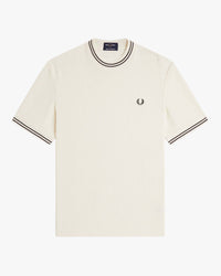 Fred Perry Ribbed Jersey Tee - Ecru