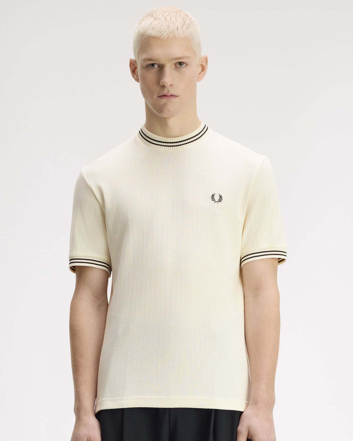 Fred Perry Ribbed Jersey Tee - Ecru