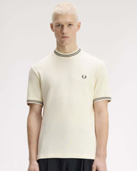 Fred Perry Ribbed Jersey Tee - Ecru