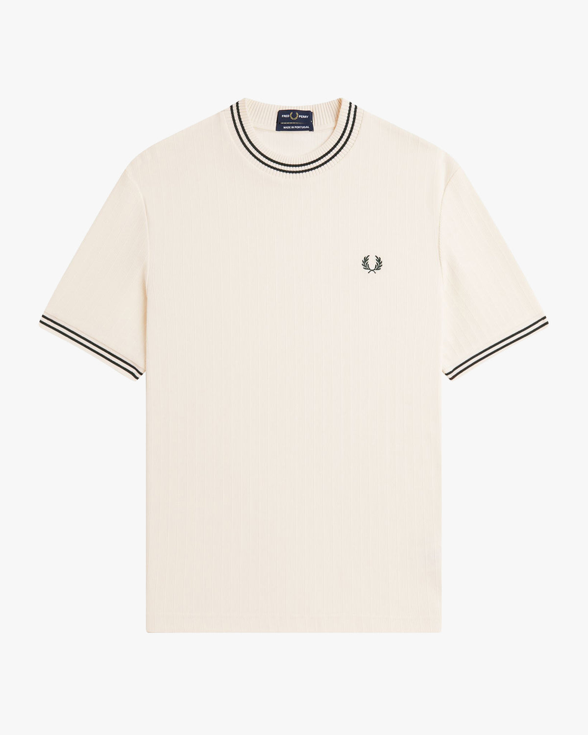 Fred Perry Ribbed Jersey Tee - Ecru