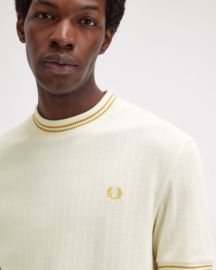 Fred Perry Ribbed Jersey Tee - Ecru