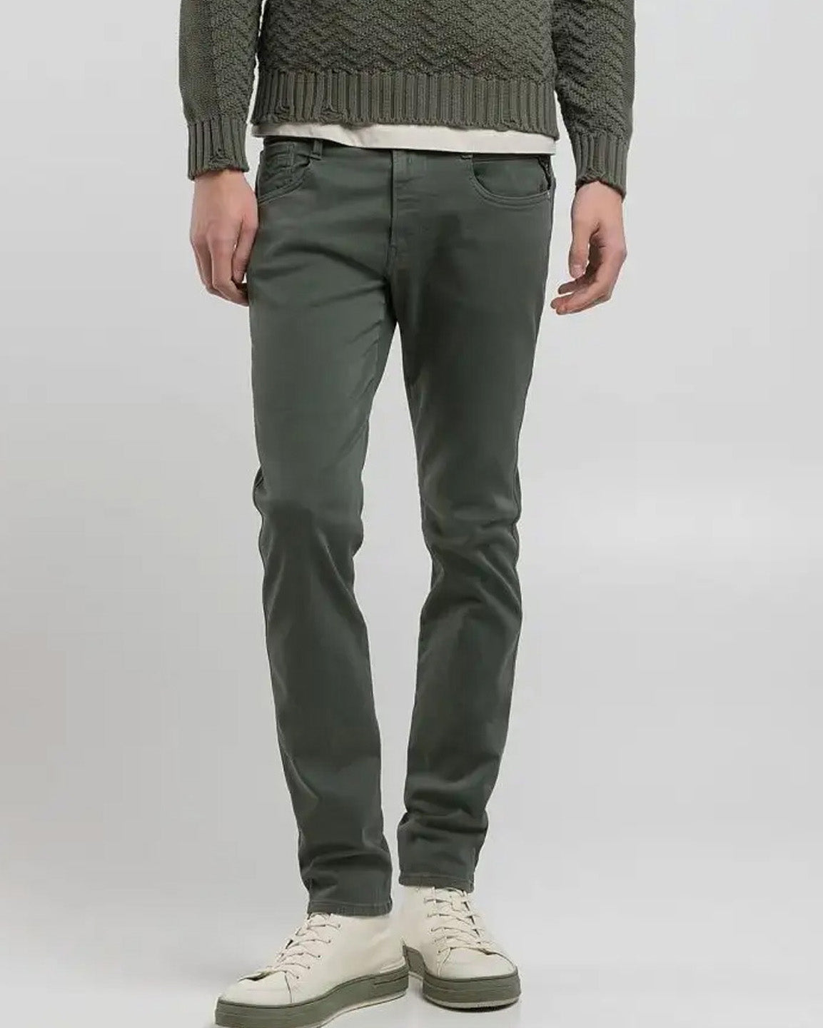 Replay Anbass Hyperflex Colour XLITE Slim Fit Mens Jeans - Military Green | Replay Jeans | JEANSTORE