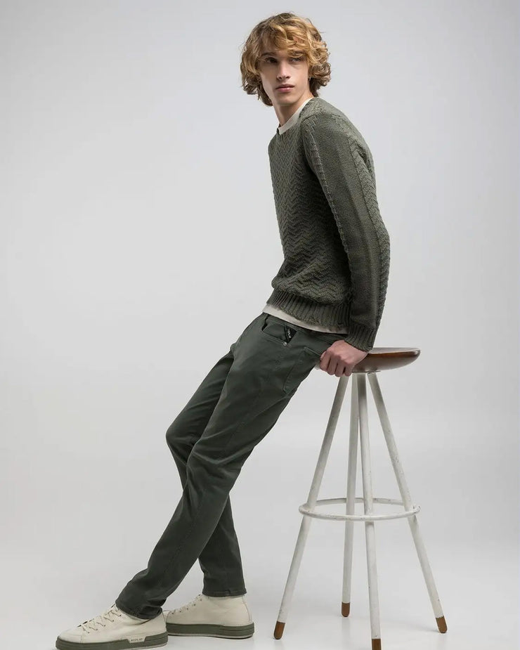 Replay Anbass Hyperflex Colour XLITE Slim Fit Mens Jeans - Military Green | Replay Jeans | JEANSTORE