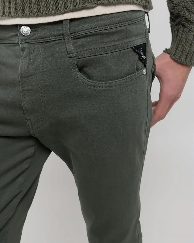 Replay Anbass Hyperflex Colour XLITE Slim Fit Mens Jeans - Military Green | Replay Jeans | JEANSTORE