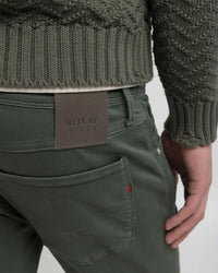 Replay Anbass Hyperflex Colour XLITE Slim Fit Mens Jeans - Military Green | Replay Jeans | JEANSTORE