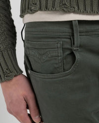 Replay Anbass Hyperflex Colour XLITE Slim Fit Mens Jeans - Military Green | Replay Jeans | JEANSTORE