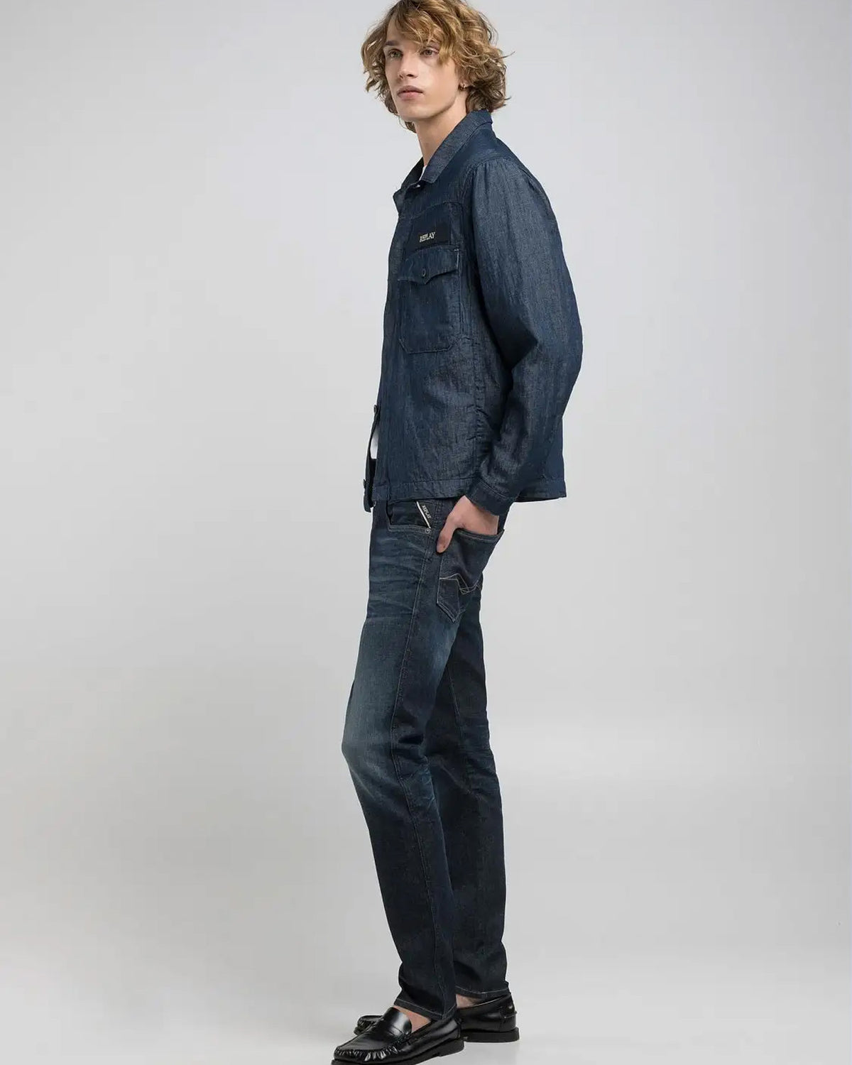 Replay Anbass Slim Fit Hyperflex Dust Mens Jeans - Dark Blue | Replay Jeans | JEANSTORE