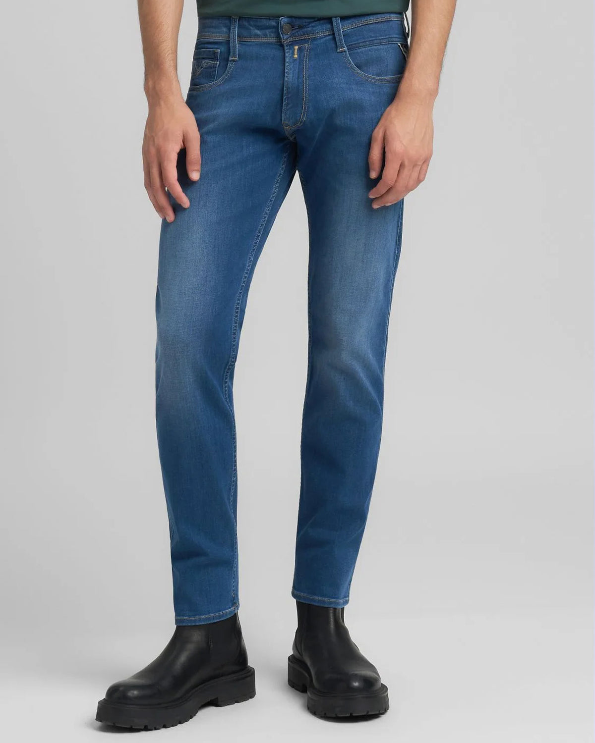 Replay Anbass Slim Fit Mens Jeans - Mid Dark Blue