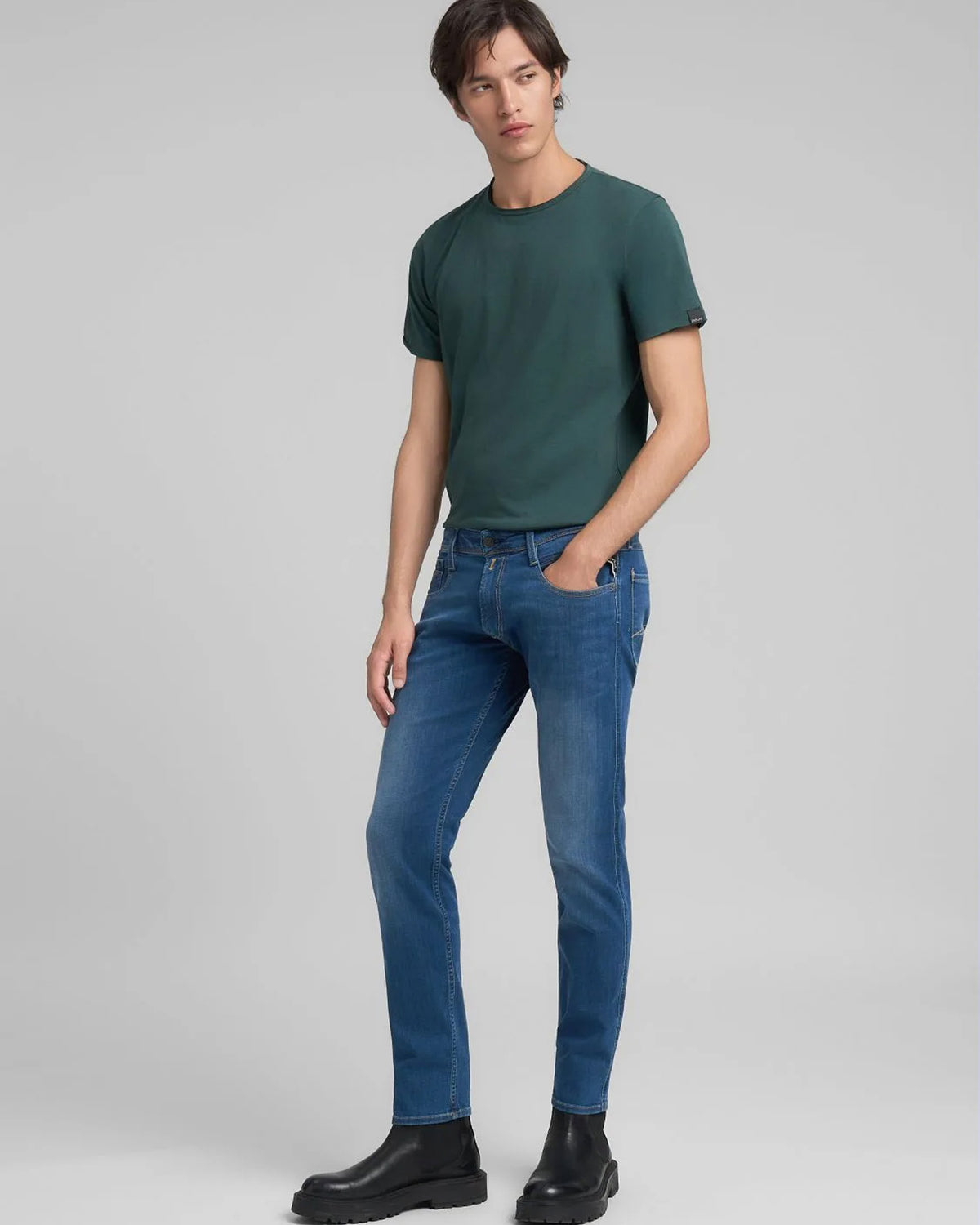 Replay Anbass Slim Fit Mens Jeans - Mid Dark Blue