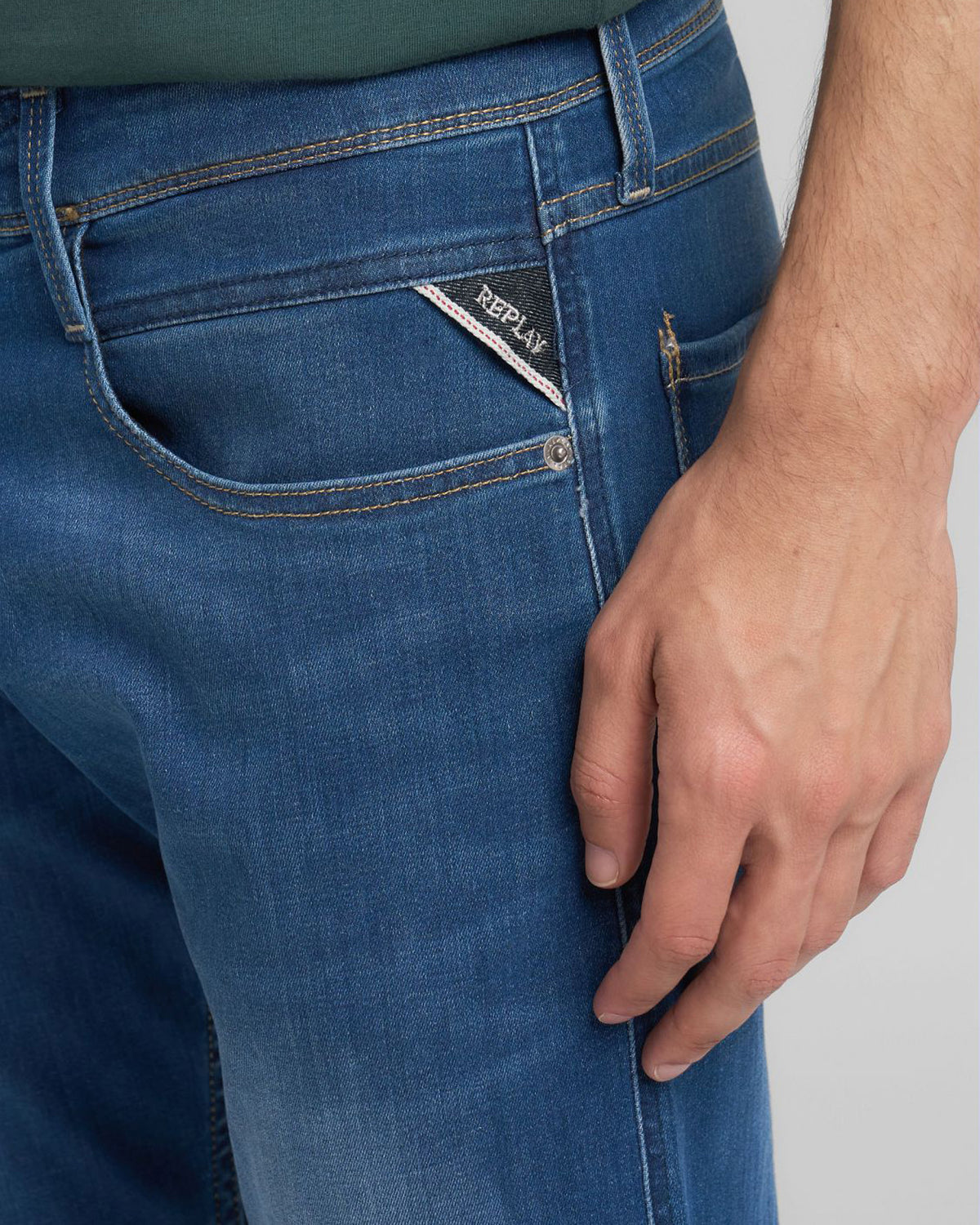 Replay Anbass Slim Fit Mens Jeans - Mid Dark Blue