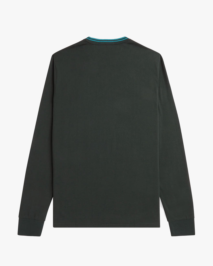 Fred Perry L/S Twin Tipped Tee - Night Green / Runaway Bay Ocean