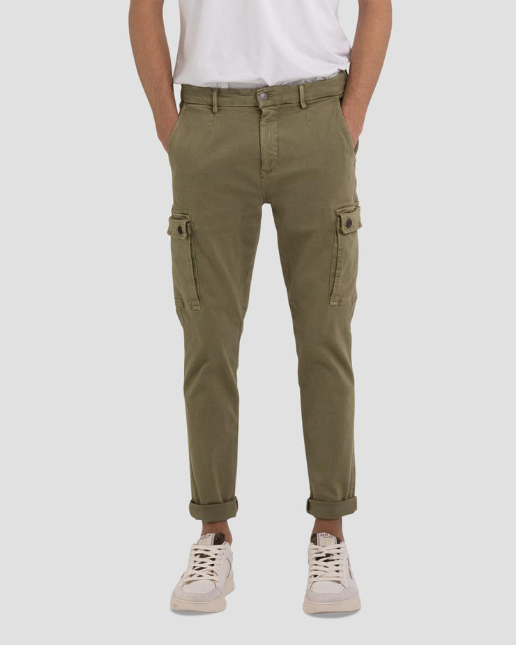 Replay Jaan Hypercargo Colour XLITE Slim Mens Cargo Jeans - Military Green